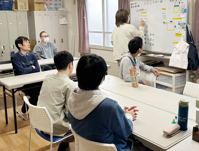 朝のミーティング・作業開始